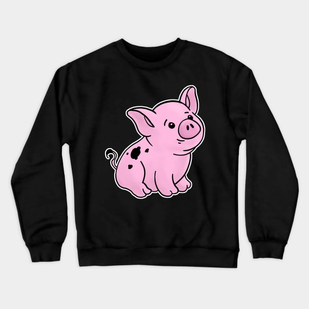 Cute Piglet hand drawn with dirt on the back Crewneck Sweatshirt by Mesyo